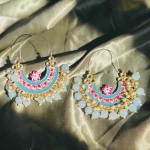 Ethnic Blue Chandbali Earrings for Women