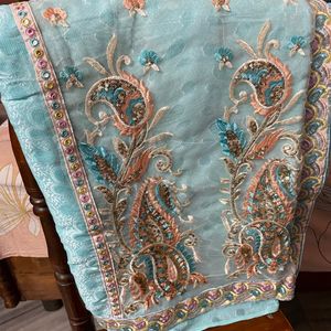 Beautiful Light Blue Saree *new* Never Used