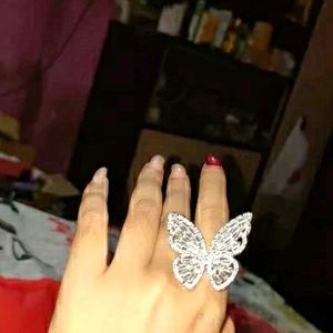 American Diamond Butterfly Ring