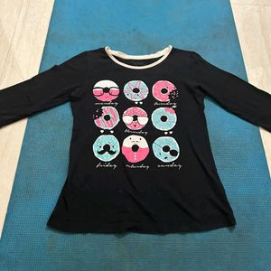 11-12yrs Old Long Sleeve T-shirt Donut Print