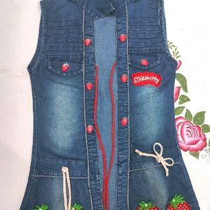 Girl's Denim Top with Stylish Design