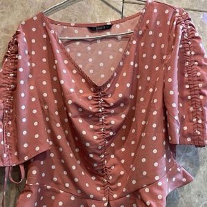 Peach White Dotted Top