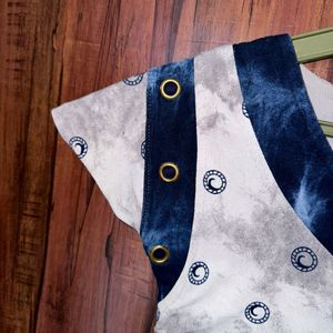 Navy blue & grey coloured Kurti.