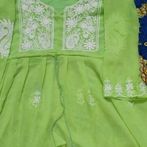 Chikankari pastel green Kurti Or Top