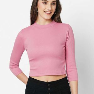 Pink Ribbed Crop Top