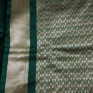 💥🆕️ Full Zari Work Green Silk Saree