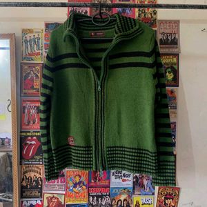 Green Double Zip Cardigan