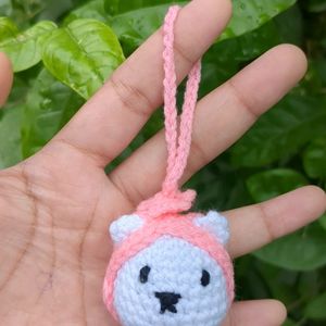 Little Crochet Cat With Hat Charm 🤍🩷