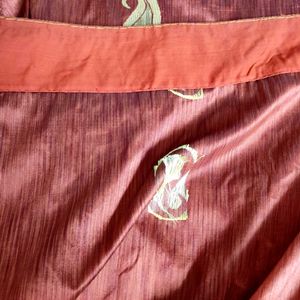 Brown Semi Raw Silk Saree 5.6m