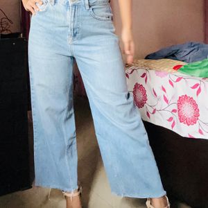 Denim Blue Wide Leg Jeans