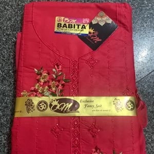 Dark Pink Material With Dupatta