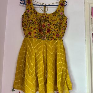 Mustard And Maroon Full Gher Palazzo Set