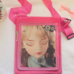 Pink 3D Eyes Sling Bag