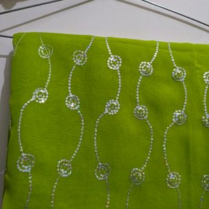 Lime Green Sequins Saree