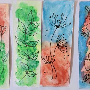 Set Of 4 Bookmarks Water Color Effect