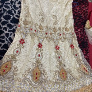 Heavy Hand Work Off White Bridal Lehanga