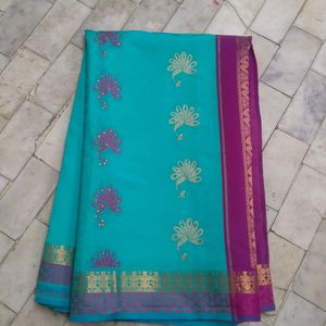 Saree With Designer Stiched Blouse