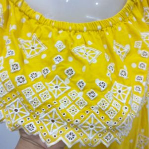 Yellow Embroidered Top