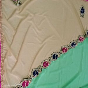 Velvet Embroidery Patches Saree