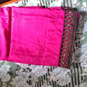 Synthetic Pink Saree