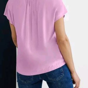 479RS Street One V-Split Neck Viscose Blouse, Pink