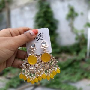 Kundan Earring Yellow