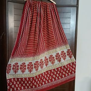 Women Anarkali Gota Work Cotton Red Suit Set