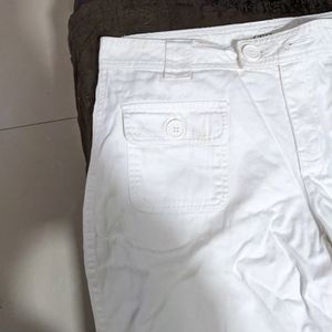 WHITE  34 INCHES and 3/4 TROUSER CASUAL