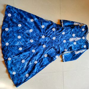 Tie & Dye Blue Embroidery Kurti