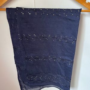 Dark Blue Embellished Dupatta