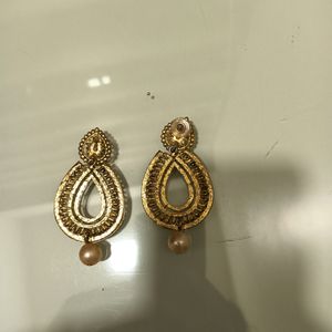 Gold Earrings With Bead