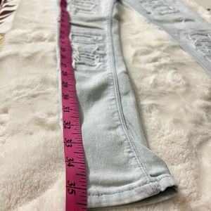 Iceblue Distressed Skin Fit Jeans