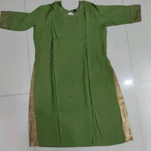 Olive Green Silk Suit With Dupatta