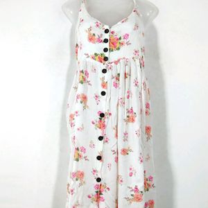 White Floral Printed Dress (Women)