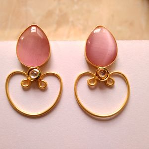 Pink Brass Earrings