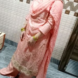 Peach Embroidery Kurta Set