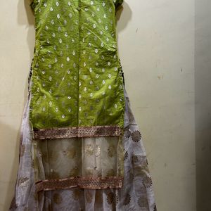 Green Colour Festive Wear Dress Size L