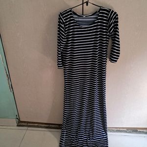 stripes maxi dress with slit