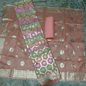 Organza Suit With Banarasi Dupatta