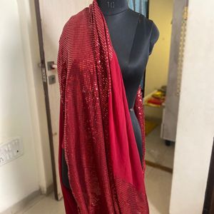 Sequin Maroon Saree