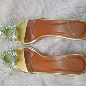 Trendy Stone Studded Transparent Heels