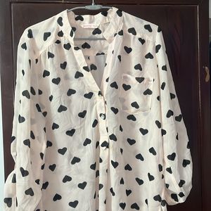 Heart Print 🖤georgette Shirt