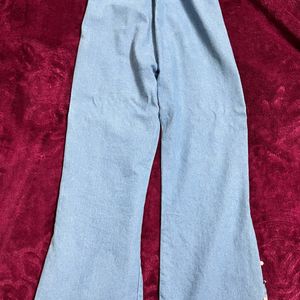 Blue Flared Side Slit Trouser