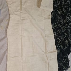 Cream Kurta With Black Dupatta