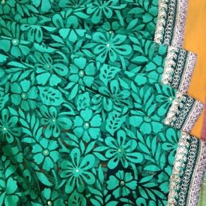 Green Net Saree