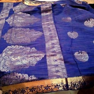 Blue Banarasi Silk Saree