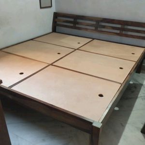 Sheesham Solid Wood King Size Bed Walnut Color DIY