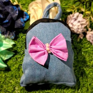 Aesthetic Bow Denim Coin Pouch