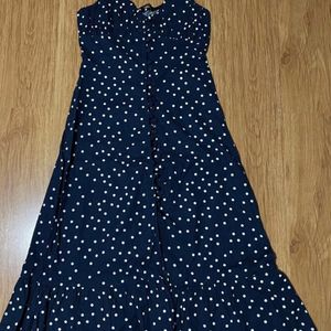 Zara Linen Blend Polkadot Camisole Dress