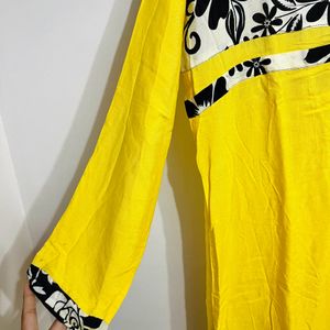 Yellow Printed Kurti